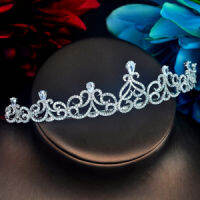 HIBRIDE Luxury Cubic Zircon Crown&amp;Tiaras Bridal Wedding Hair Accessories White Gold Color Coroa Novia Bijoux Cheveux C-100