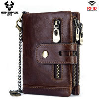 [Free Shipping] ZZOOI Top Layer Cow Leather Bag Money Clip RFID Mens Short Genuine Leather Wallet