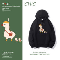 CHIC เสื้อฮู้ดแขนยาวลายการ์ตูนเป็ดบาง สไตล์สบาย ๆ T0166