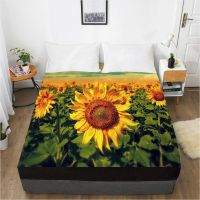 3D Fitted Sheet Custom Single Double Queen Size Mattress Cover With Elastic Bed Sheet 200x200 Bedding sunflower For Wedding