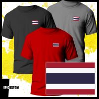 เสื้อยืดพิมพ์โลโก้กระเป๋าธงประเทศไทยเสื้อยืดเสื้อสำหรับทั้งชายและหญิงผ้าฝ้าย100% สีขาวสีเทาสีแดง
