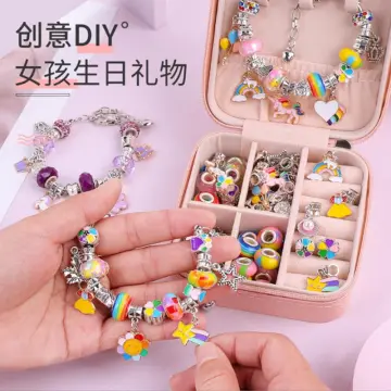 Jewelry Making Kit Charm Bracelet Necklace Present Alloy Beads Set