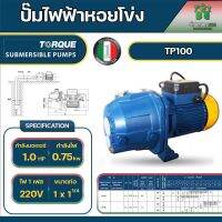 TORQUE ปั๊มหอยโข่ง ไฟฟ้า 1 แรง ขนาด 1 x 1.25 x 1 นิ้ว 750 W รุ่น TP100