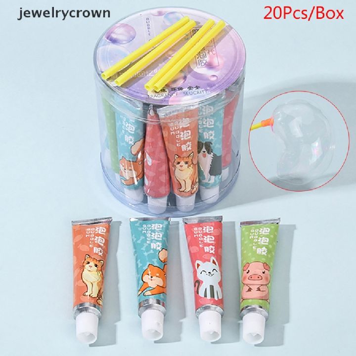 jewelrycrown-ลูกโป่งเป่าฟองอากาศ-หลากสี-ของเล่นสําหรับเด็ก-20-ชิ้น-ต่อกล่อง