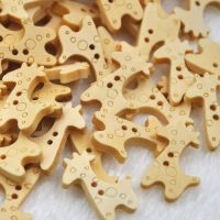 【YF】₪❁❈  25/50/100Pcs Color Giraff Wood Buttons Sewing 2 Holes 24x20mm WB296