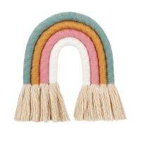 Macrame Rainbow แขวนผนังสำหรับเนอสเซอรี่ห้องหอพักตกแต่ง