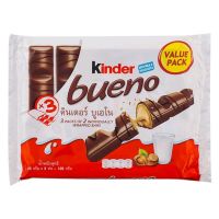 คินเดอร์ บูเอโน่ เวเฟอร์เคลือบช็อกโกแลตนมสอดไส้ครีมและเฮเซลนัทบด Kinder Bueno White Chocolate With Hazelnuts 129g.