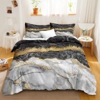 Marble Bedding Set Grey Gold Marble Duvet Cover Set Home Textiles Abstract Marble Bed Lines Bedclothes with Pillowcases