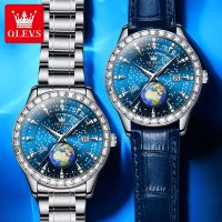 OLEVS Jam Tangan Lelaki Gentleman Business Original Waterproof Fashion Stainless Steel/Leather Strap Earth Pattern Watch Men Luminous Sports Trend Quartz Mens Watches 【BYUE】