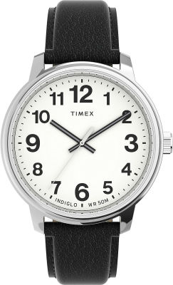 Timex Mens Easy Reader 43mm Watch Black/Silver-Tone/White