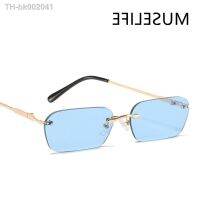 ✜✗ MUSELIFE Rimless Rectangle Sunglasses Women UV400 Driving Sun Glasses Men Clear Color Summer Accessories Square Small Size