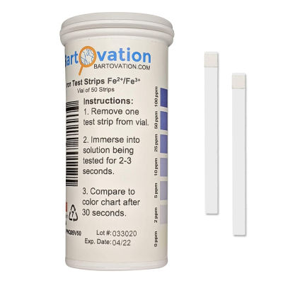 Bartovation Iron Test Strips, 0-100 ppm [Vial of 50 Strips] for Measuring Free Soluble Iron (Fe2+ and Fe3+)