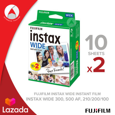 Fujifilm instax Wide Film ฟิล์ม ขอบขาว 20 แผ่น ฟิล์มอินสแตนท์ Wide สำหรับ Fujifilm instax wide 300, 500AF, 200/210/100 ฟิล์ม แผ่นฟิล์ม ฟูจิฟิล์ม โพลารอยด์ พิมพ์ภาพได้ทันที