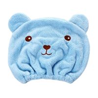 Cartoon Bear Thick Coral Fleece Dry Hair Cap Microfiber Super Absorbent Quick Dry Bath Cap Wrapped Towel Bathroom Accessories Towels