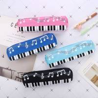 Creative Novelty Student Pencil Case Square Single Layer Oxford Cloth Pen Bag For Musical Note Piano Design Stationery Supplies Pencil Cases Boxes