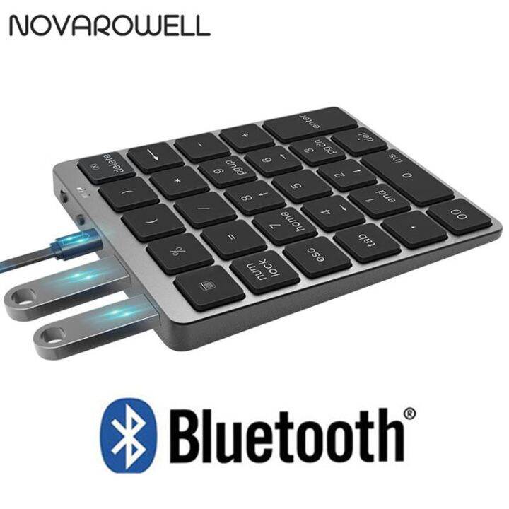 Mini Numeric Keypad Bluetooth Numpad Digital Keyboard Aluminium Alloy With USB Hub For Windows