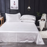 Luxury Queen King Size ผ้าปูที่นอนสีขาว Soft Comfort Blending Rayon ผ้าปูที่นอนซาตินสีทึบเตียงคู่ผ้าลินิน Home สิ่งทอ