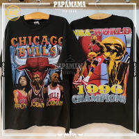 ขายร้อน BIL CHICAGO BULLS NBA WORLD 1996 CHAMPIONS tag GEM ผ้าร้อย ฟอกนุ่ม เฟดเสมอ S M L XL 2XL 3XL เสื้อยืดผ้าฝ้ายแท้