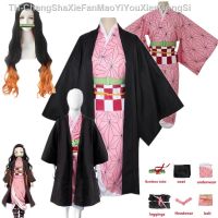 【hot】☬♦  Nezuko Anime Demon Slayer Kimetsu No Yaiba Costume   Accessories Kamado Kimono Uniform