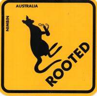 ป้าย AUSTRALIA R.O.O.T.E.D สติกเกอร์สีสันคมชัด สำหรับติดพื่นผิวที่ต้องการ ,AUSTRALIA R.O.O.T.E.D. Sticker Film 1 Sheet size 12.5cm x 12.5cm Weatherproof