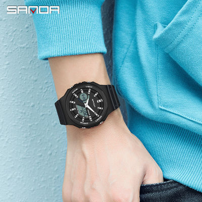 Sanda TOP Luxury Mens QUARTZ watches Waterproof Men Military Sport Watch Dual Display Luminous wristwatch Mens Watch