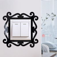 Acrylic Flower Lace Mirror Switch Sticker Home Decor For Shop Home Living Room Mural Creative DIY Wall Stickers Decal 12x12cm Wall Stickers Decals