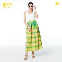 Woman Blooming Maxi Skirt กระโปรงยาวจากผ้าไทยสำหรับผู้หญิง เนื้อผ้าทอลายผ้าขาวม้าไทยสีสันสดใส