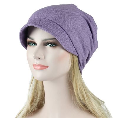 【YF】 Turban Cap For Women Muslim Plain Brim Hats Stretch Chemo Loss Head Wrap Beanie Casual Scarf Ladies Hat Hair