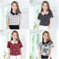 Narinari : MT0101 Peter Pan Collar Blouse เสื้อทำงานปกบัว