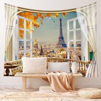 Window Scenery Tapestry Seaside Background Decoration Hanging Cloth Background Cloth Bedside Cloth Ins Wind Nordic Decoration Cloth Hanging Cloth Wall Decoration Tapestry Rental Room Home Decoration Cloth