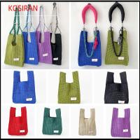 KONSIRAN สีทึบทึบ กระเป๋าถือแบบถือ กลวงออก ถักนิตติ้ง ข้อมือ-กระเป๋า จุได้มาก ไหล่ข้างหนึ่ง กระเป๋าโท้ท การเดินทางการเดินทาง