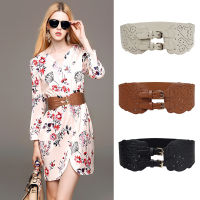 PU Wide Elastic Corset Belt Women Double Buckle Waist Belt Black Brown Leather Belts For Ladies Dresses Coat Accesoories