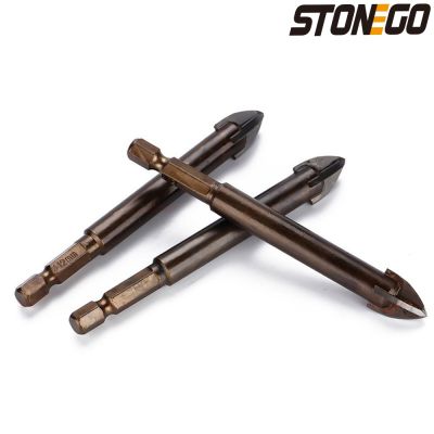 STONEGO 1PC Cross Hex Tile Drill Bits Carbide Glass Ceramic Concrete Hole Opener Hard Alloy Drill Bits 3/4/5/6/8/10/12mm