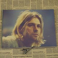 【SALE】 nancarenko1977 โปสเตอร์อนิเมะย้อนยุคกระดาษวินเทจ-Nirvana Kurt Cobain-โปสเตอร์/โปสเตอร์ Cudi เด็ก/สติกเกอร์ติดผนังบ้านแนววินเทจขนาด42*30ซม.