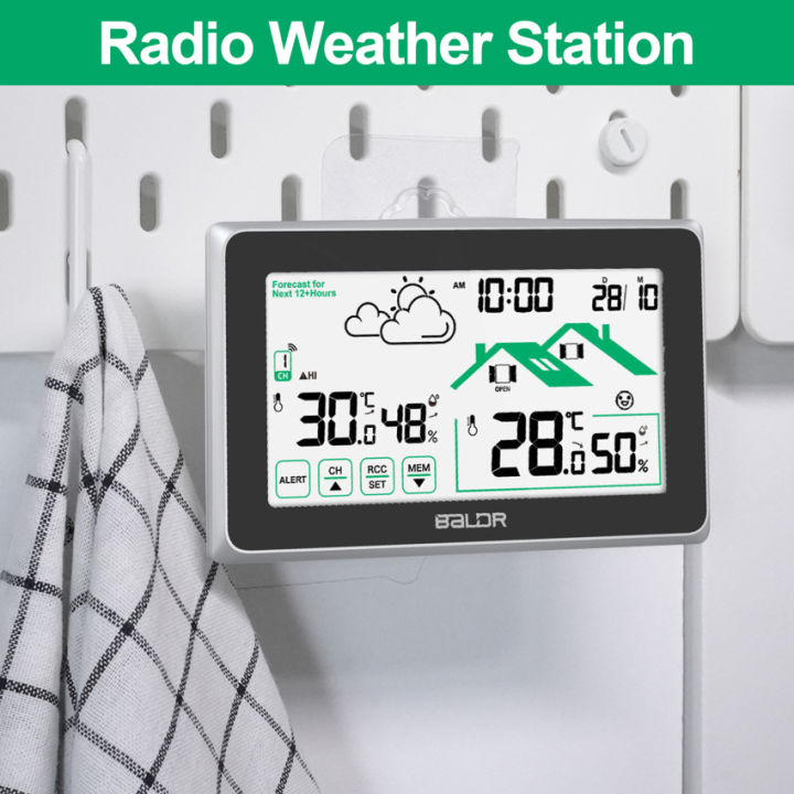 stazione-meteo-วิทยุ-sencuseo-no-igrometro-wireless-termometro-con-schermo-lcd-previsioni-meteo-ต่อ-interni-ed-มุ้งลวดข้อมูล-ora-allarme-precoce