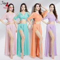 hot【DT】 Belly Costume for Guaze Half Sleeves Top long Split Skirt 2pcs Adult Clothing Bellydancing Wear Outfit