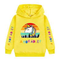 Unicorn Hoodie เสื้อกันหนาวพร้อมกระเป๋าสำหรับเด็กชายหญิงใหม่การ์ตูนฤดูใบไม้ผลิและฤดูใบไม้ร่วง Hooded Cotton เสื้อกันหนาว Casual แฟชั่น W2771