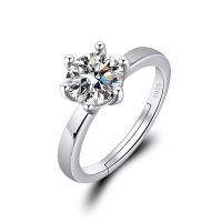 [COD] สดใหม่เลียนแบบแหวนเพชร Mosan แหวนหกเล็บแฟชั่นคลาสสิกสำหรับผู้หญิงแหวนแต่งงานหนึ่งกะรัตแหวนปรับได้สำหรับคู่รัก Christmas Gift