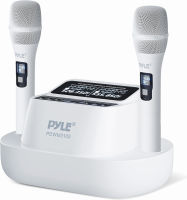 Pyle UHF Receiver System, Wireless Bluetooth Microphone  Includes 2 USB 1200mAh Rechargeable Battery Handheld Microphones, Ideal for for Home Karaoke, Classroom, Office and Business Applications