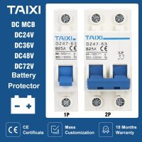 DC24V 36V 48V 72V DC MCB Battery Car Protector Mini Circuit Breaker DZ47 Positive And Negative Protection Switch Isolator Blue Electrical Circuitry Pa