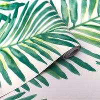 ♨۞ Peel and Stick Self-Adhesive Removable Wallpaper Decor Wall Green Palm Leaf Easy to Clean for Home Decor Furniture Renovation