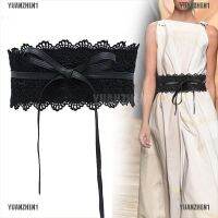 Women Lace Wide Belt Bowknot Weaving Belt