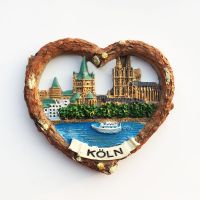 Germany Cologne Creative Tourism Commemorative Decoration Crafts River View Hand painted Heart shaped Magnetic Fridge Magnet