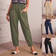 Quần lanh mùa hè của phụ nữ Thin Loose Jogger Pants Cotton Linen Capri của