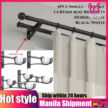 4 Pcs Curtain Rod Bracket Heavy Duty Curtain Rod Holder Rod Hooks