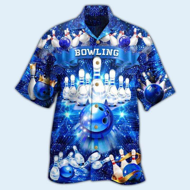 เสื้อเบลาส์พิมพ์ลายโบวลิ่งสำหรับผู้ชายเสื้อผ้าแนวฮาราจูกุแฟชั่นชุดลำลองแขนสั้นเสื้อเชิ้ตผู้ชาย3d