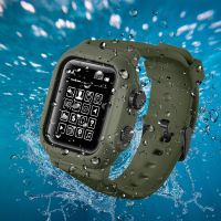 ZZOOI IP68 Waterproof Silicone Case Cover with Band Strap For Iwatch Apple Watch Series 8 7 6 5 4 3 2 45mm 42mm 44mm 44 MM Accessories