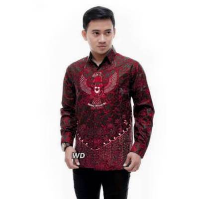 Mens Long-Sleeved batik Shirt Tops garuda Bird motif Size M-XXL