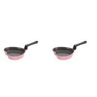 2X Mini Love Frying Pan Baby Food Supplement Cooking Pot Ceramic Non-Stick Pink Heart-Shaped Small Wok