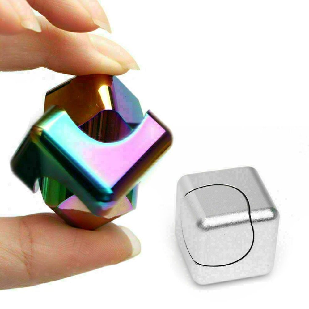 Hand Spinner Tri Autism EDC Toy Cube ADHD Square Fidget Bearing Aluminum Focus 